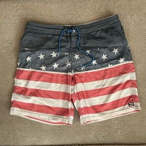 Billabong American Flag Board Shorts Size 33